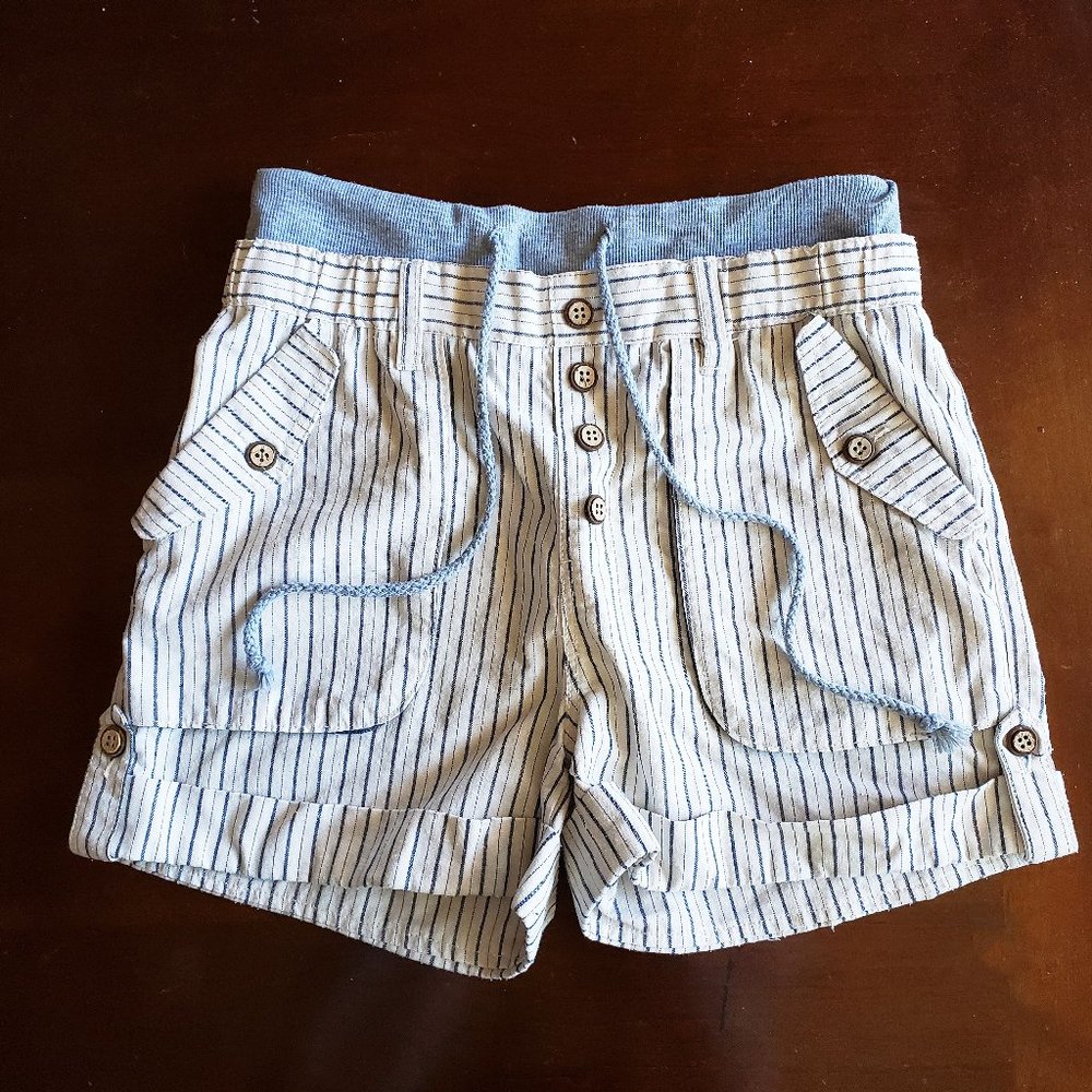 White Gray Stripe Summer Shorts